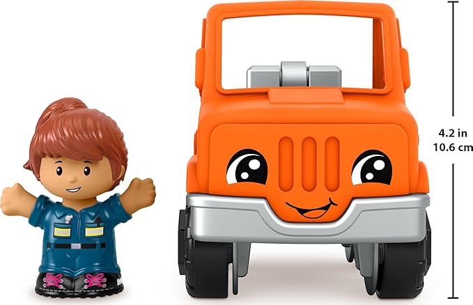 Vehicle and figure sized just right for small hands to grasp and move around