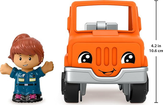 Vehicle and figure sized just right for small hands to grasp and move around