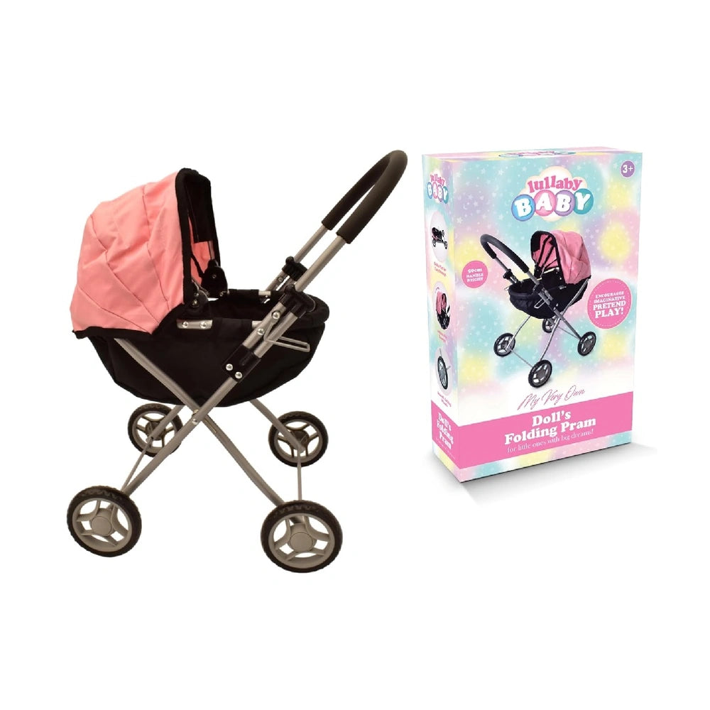 Lullaby Baby Folding Doll Pram with Adjustable Canopy