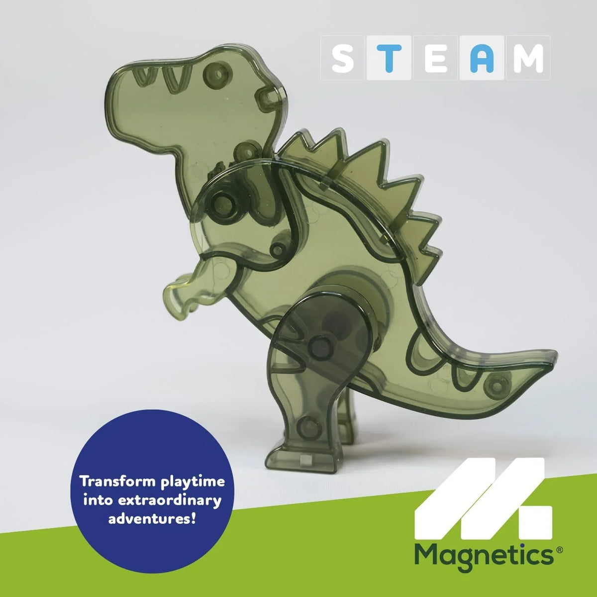 30 colourful dinosaur-themed magnetic tiles