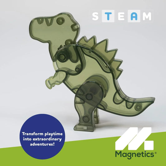 30 colourful dinosaur-themed magnetic tiles