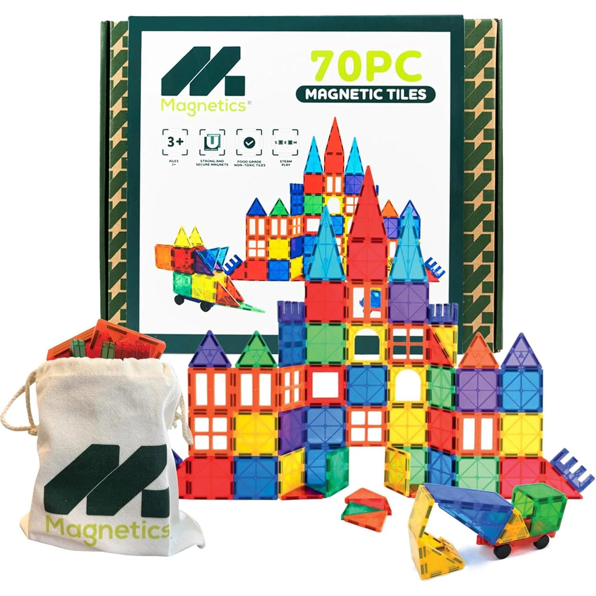 MAGNETICS 70-pcs Magnetic Tiles Set