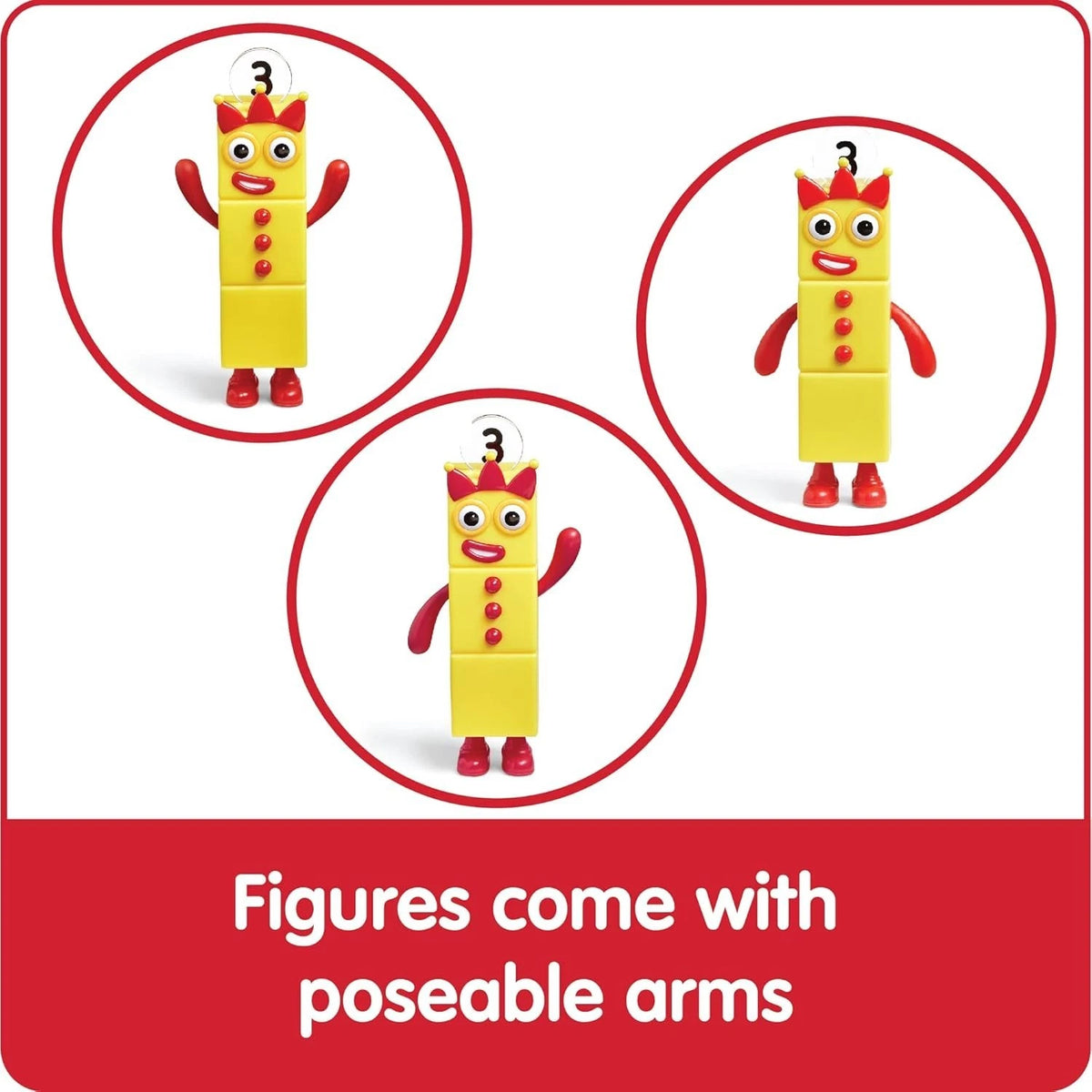 Numberblocks come with poseable arms