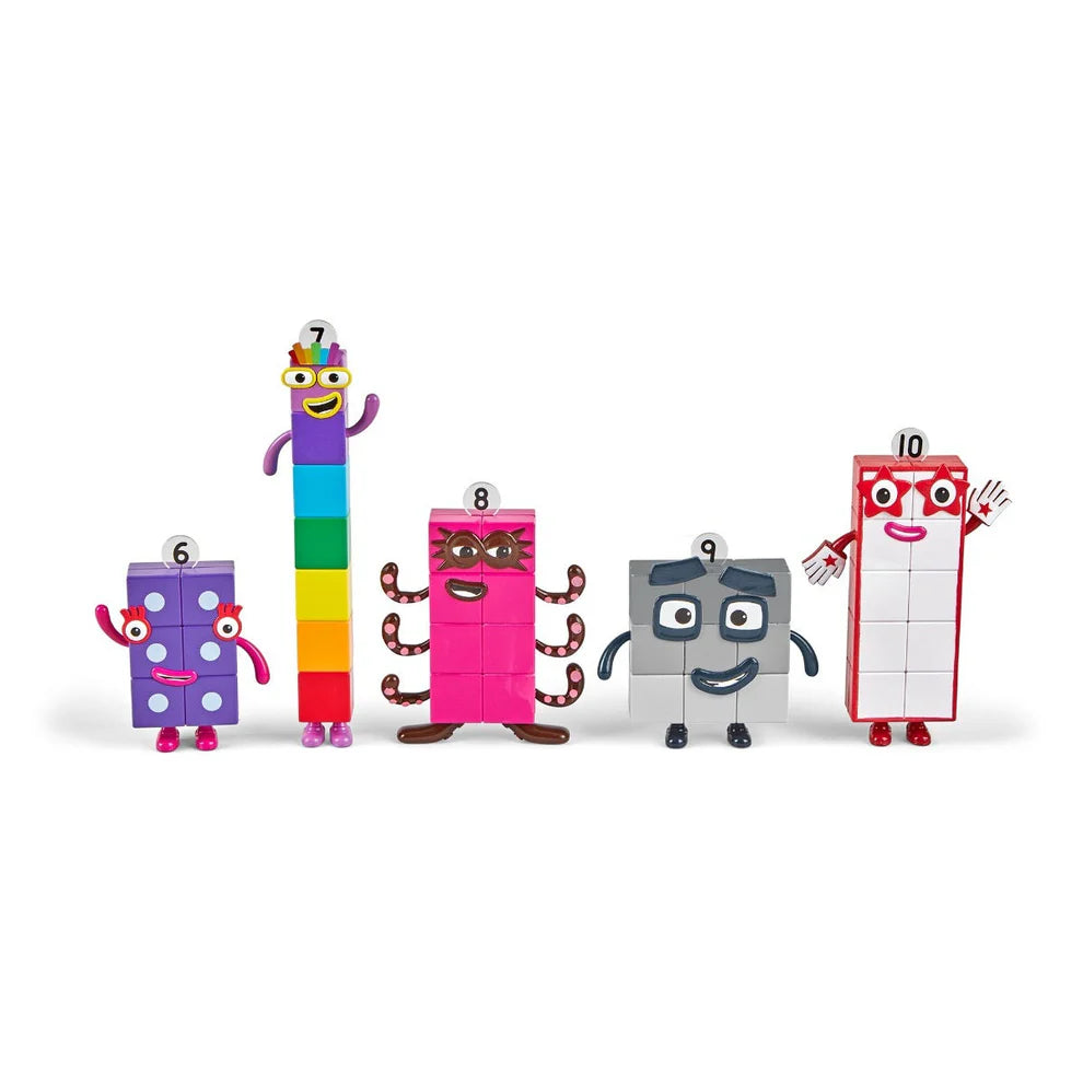 Includes five Numberblocks characters: Six, Seven, Eight, Nine and Ten.