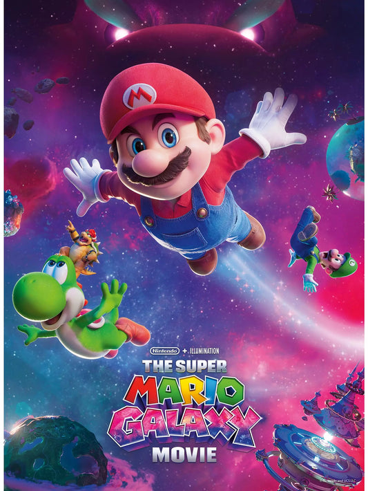 Features a colourful Super Mario Galaxy-themed scene
