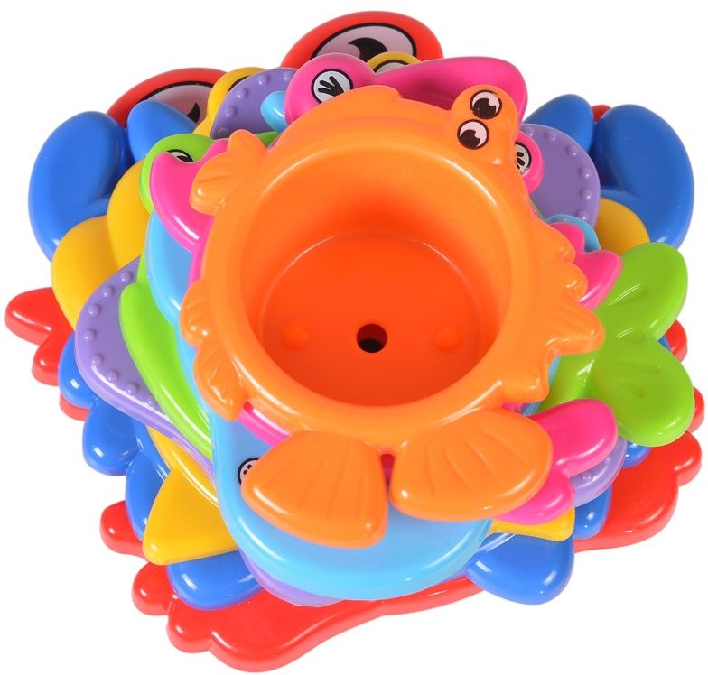Colourful stacking cups for bath and water play