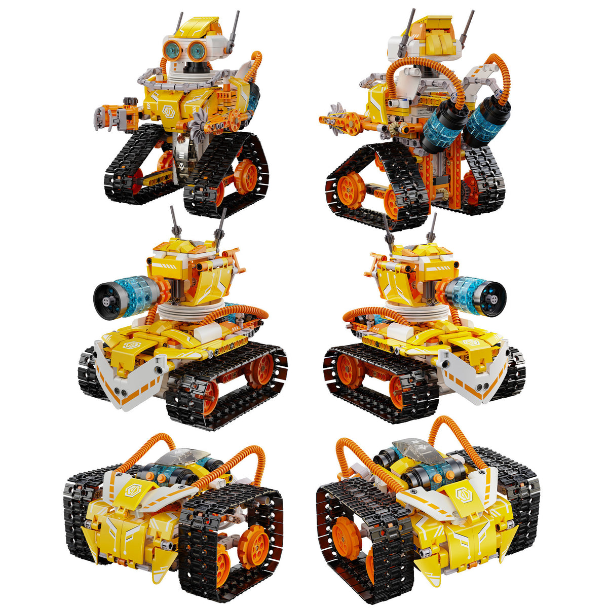Create 3 different models: robot, tank, or carrier vehicle