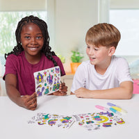 kids playing with stickers