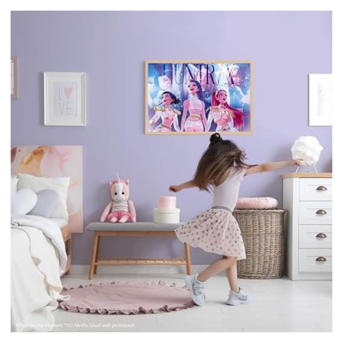 puzzle hanging in bedroom