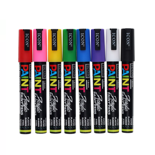Icon Acrylic Paint Pens 8 Pack vibrant colours