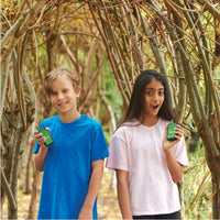 two kids holding walkie talkies