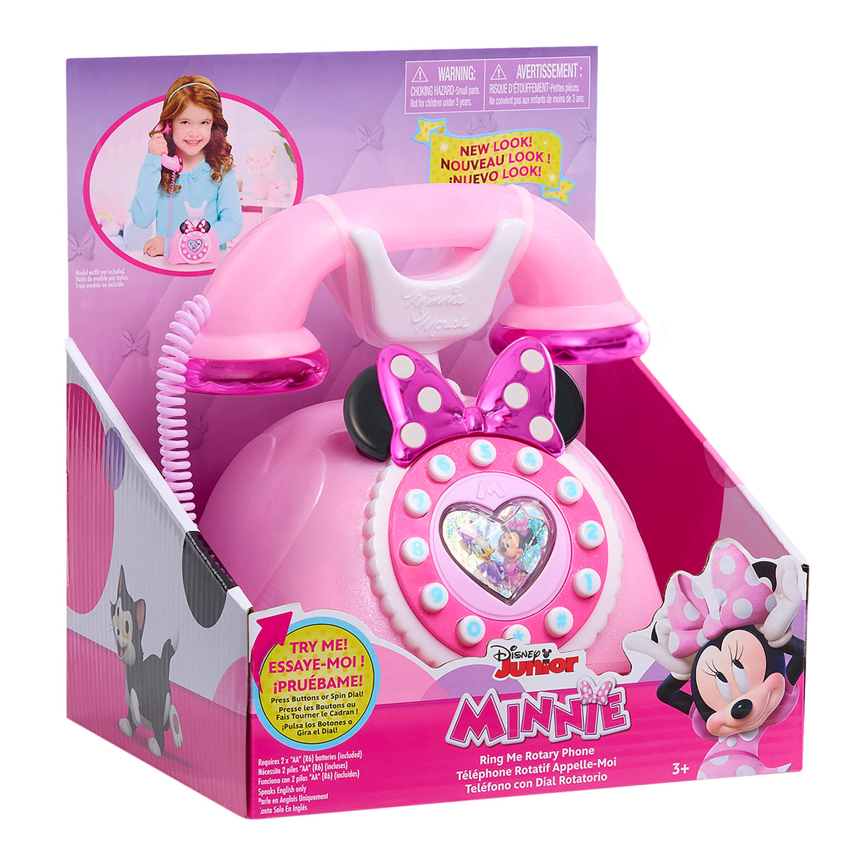 Disney Junior Minnie Mouse Ring Me iridescent pink rotary style toy phone