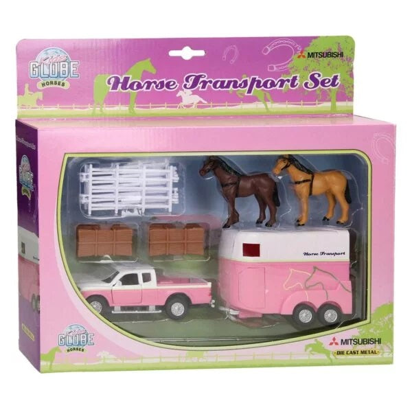 Kids Globe Pink Mitsubishi L200 with Horse Trailer