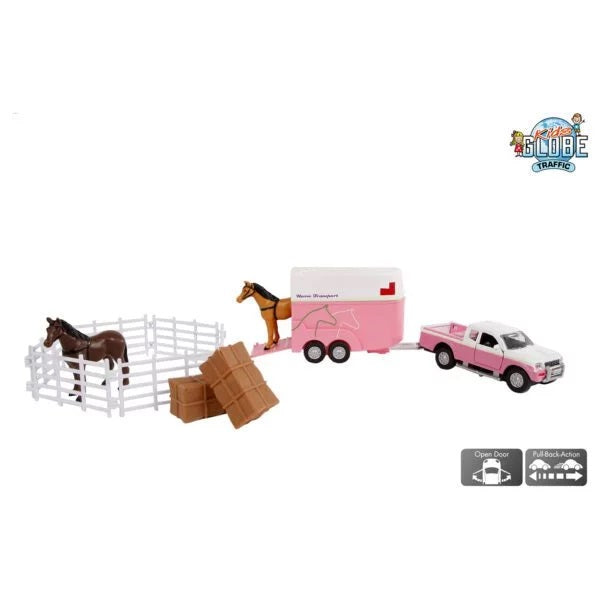 Kids Globe Pink Mitsubishi L200 with Horse Trailer