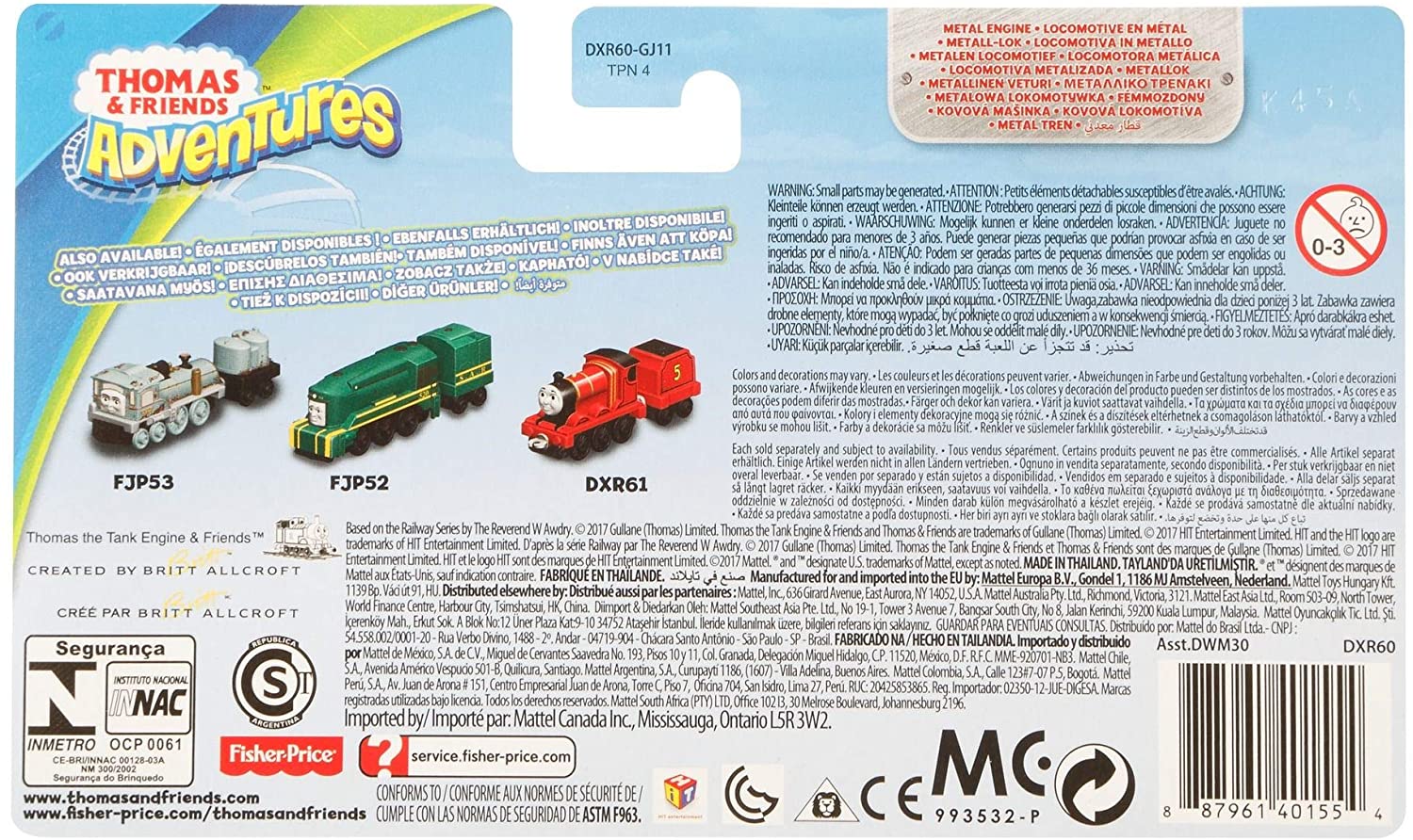 FISHER PRICE METAL THOMAS AND FRIENDS neuf sur carte Hurricane moteur Steelworks 