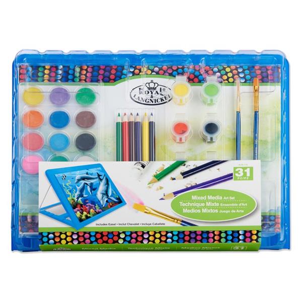 31 Pieces Mixed Media Art Set With Easel Blue - toys - Toys At Foys