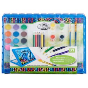 31 Pieces Mixed Media Art Set With Easel Blue