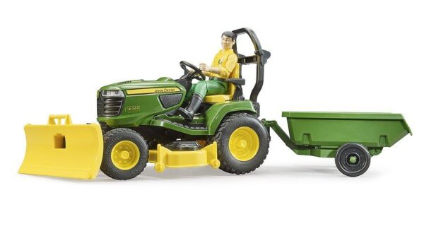 Bruder John Deere Ride On Mower With Trailer And Man