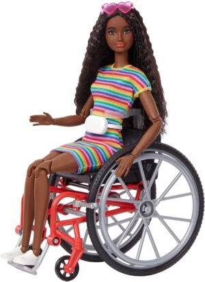 Barbie GRB94 Fashionista Doll With Wheelchair and Ruffled Brown Hair