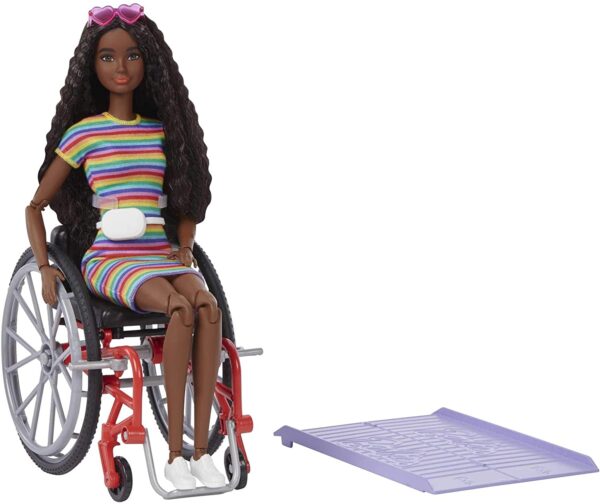 Barbie GRB94 Fashionista Doll With Wheelchair and Ruffled Brown Hair
