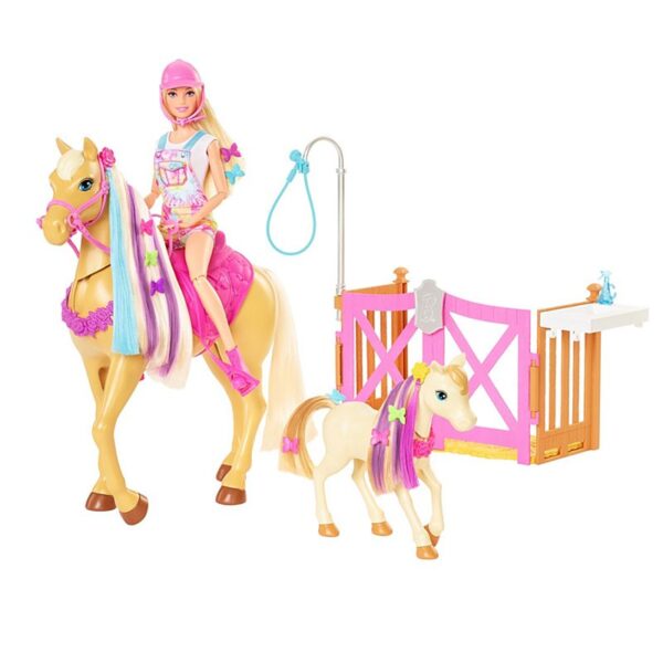 Barbie® Groom ‘n Care Playset with Doll, 2 Horses & 20+ Accessories – GXV77