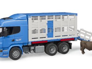 Bruder Scania R-series animal transport truck with 1 cattle