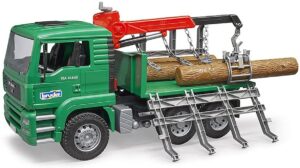 Bruder 02769 MAN Timber Truck with Loading Crane and 3 Trunks