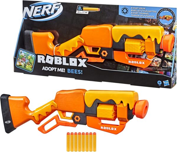 F2486 Nerf Roblox Adopt Me! BEES! Lever Action Blaster 8 Nerf Elite Darts