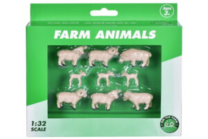 1:32sc Farm Animals 9pcs Sheep & Lambs In Window Box
