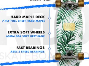 ReDo Skateboard 24 “x 7” Shorty Green Palm Cruiser Complete Skateboard