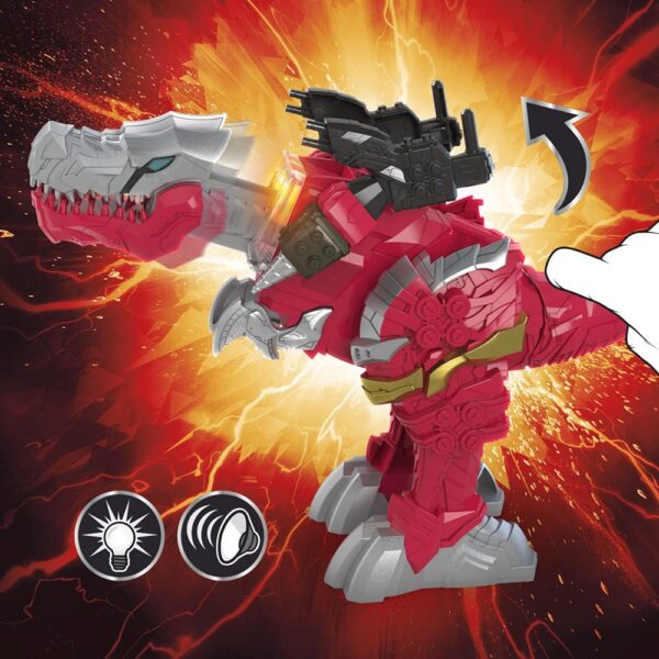F2264 Power Rangers Battle Attackers Dino Fury T-Rex Champion Zord Electronic Action Figure