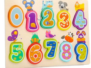 Top Bright Wooden Puzzle Animals and Numbers