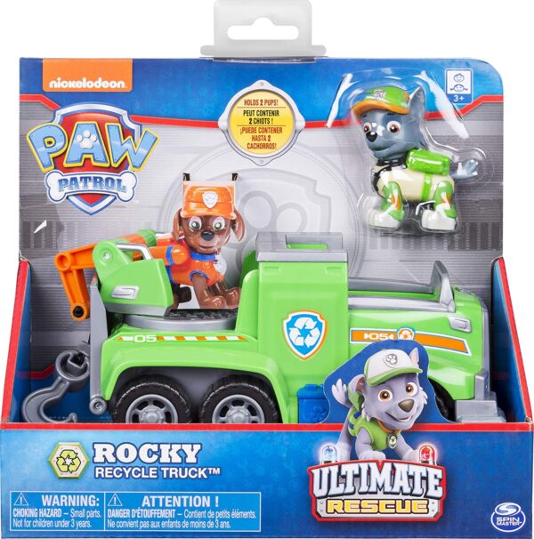 PAW Patrol Ultimate Rescue, Rocky’s Ultimate Rescue Recycling Truck with Moving Crane and Flip-open Ramp