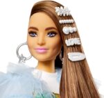 Barbie® Extra Doll in Blue Ruffled Jacket with Pet Crocodile