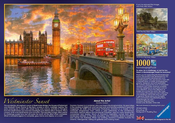 Ravensburger London Westminster Sunset Jigsaw Puzzle 1000 Pieces