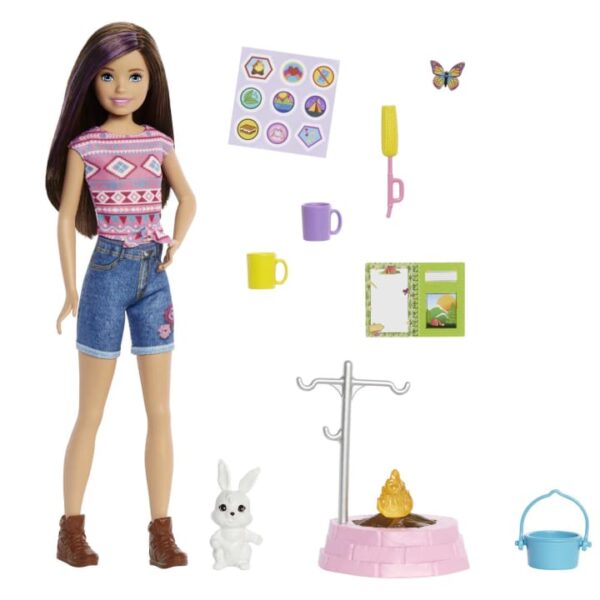 Barbie Camping Doll With Pet Bunny & Accessories Assorted