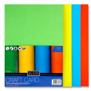 Icon Pkt.10 A4 220gsm Craft Card – Brights