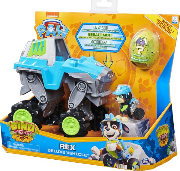PAW Patrol – Dino Rescue Rex’s Transforming Vehicle with Mystery Dinosaur Figure