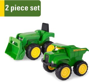 John Deere 6” Dump Truck & Toy Tractor With Loader Construction Vehicle Set