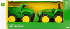 John Deere 6” Dump Truck & Toy Tractor With Loader Construction Vehicle Set