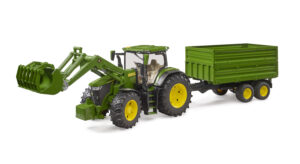 Bruder John Deere 7R 350 with Frontloader and Tandemaxle Tipping Trailer