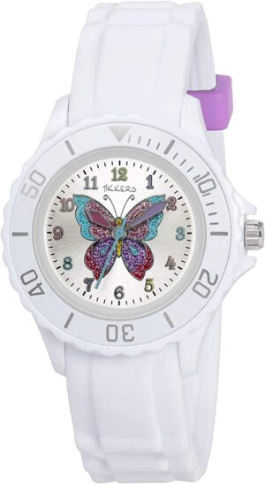 Tikkers Girls Butterfly with Rubber Strap Watch