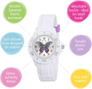 Tikkers Girls Butterfly with Rubber Strap Watch