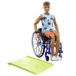 Barbie Ken Brunette Hair Doll With Wheelchair And Ramp
