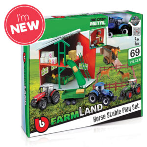 Bburago Farmland Horse Stable Playset W/ New Holland Tractor